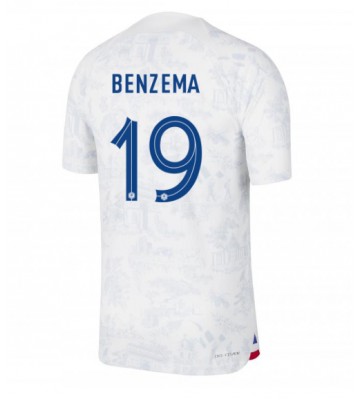 Maillot de foot France Karim Benzema #19 Extérieur Monde 2022 Manches Courte